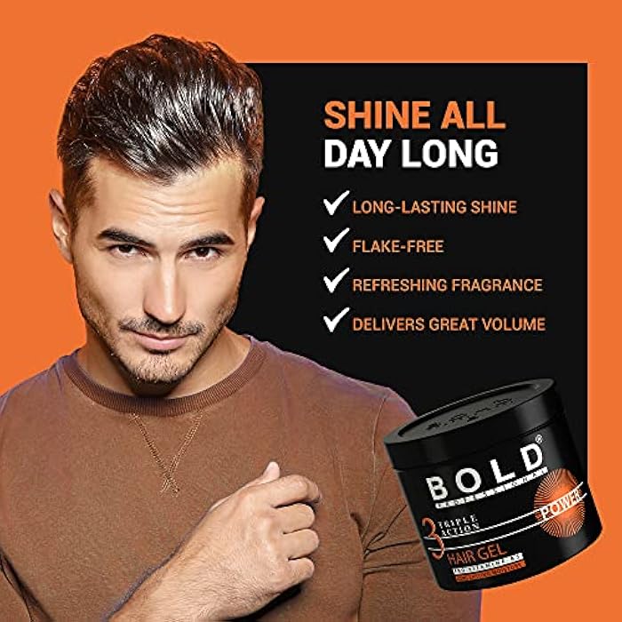 Bold Professional Triple Action Strong Hair Gel - Pro Vitamin B5 - Long-Lasting Shine - Power - 1000 Ml - Image 2